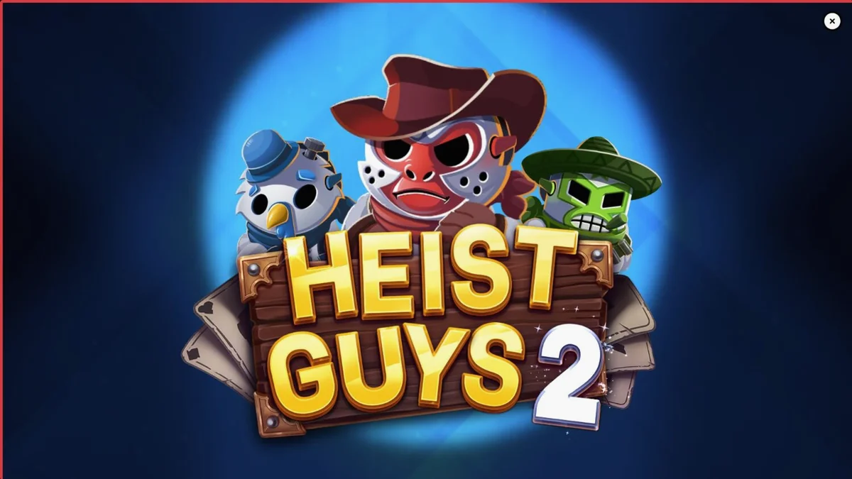 Tampilan visual slot Heist Guys 2 dengan tema Wild West dan karakter bandit.