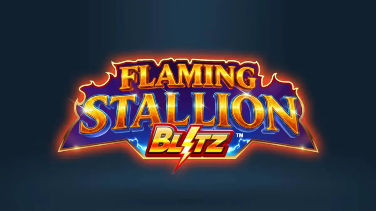 Tampilan visual slot Flaming Stallion Blitz dengan latar belakang gurun dan simbol kuda api.